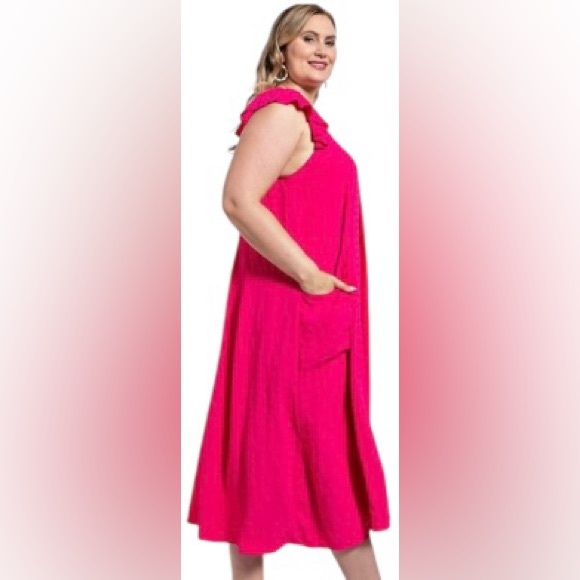 GiGiO Sleeveless Dress Fuschia Side pockets Side 1XL - Picture 4 of 8